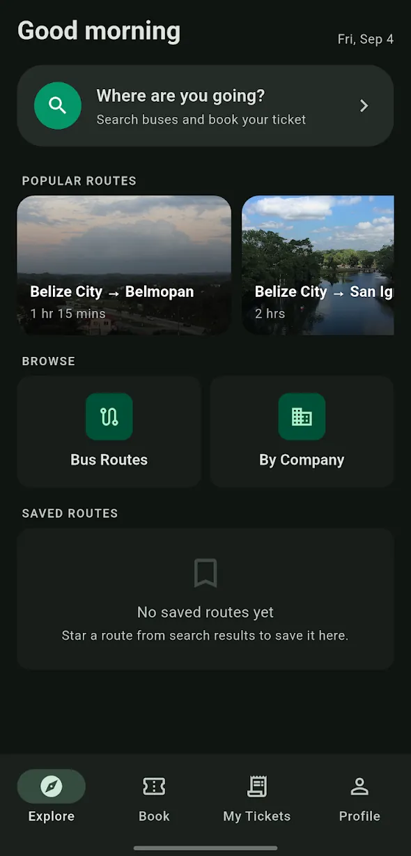 The Ximbal app's Explore screen with popular routes